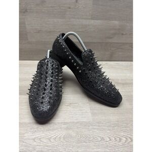 Moretti Mens Black Label "Gennaro"Studded Shoes Black/Gunmetal Size 9.5 M321712K